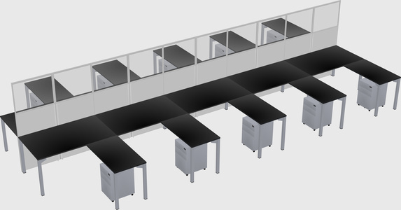 Shared l-shape cubicle