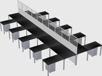 Shared l-shape cubicle