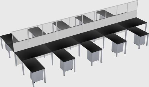 Shared l-shape cubicle