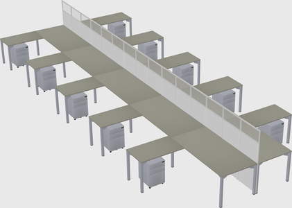 Shared l-shape cubicle