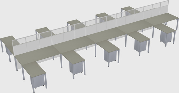 Shared l-shape cubicle