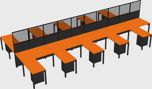 Shared l-shape cubicle