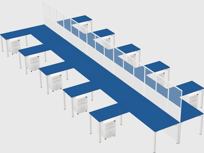 Shared l-shape cubicle