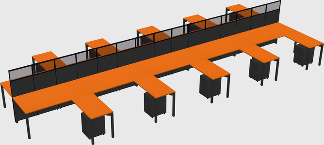 Shared l-shape cubicle