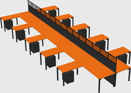 Shared l-shape cubicle