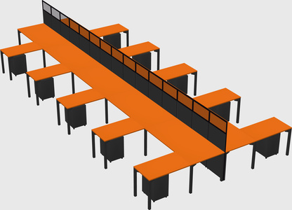 Shared l-shape cubicle