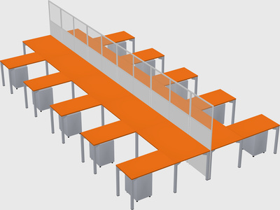 Shared l-shape cubicle
