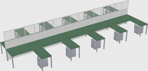 Shared l-shape cubicle