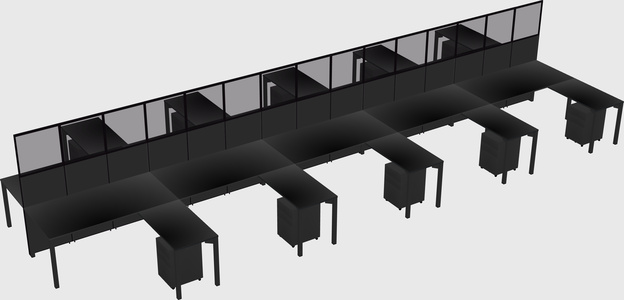 Shared l-shape cubicle