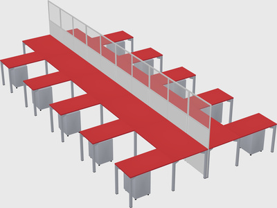 Shared l-shape cubicle