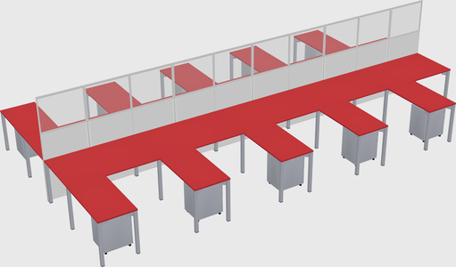 Shared l-shape cubicle