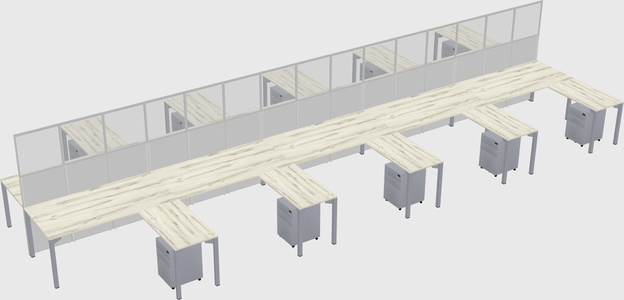Shared l-shape cubicle