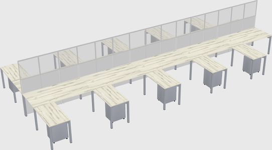 Shared l-shape cubicle