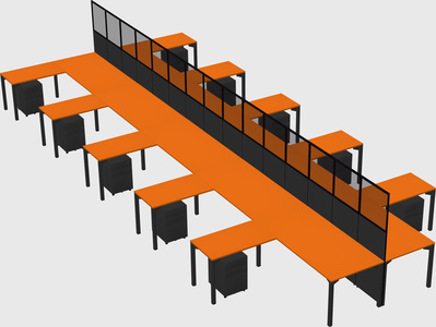 Shared l-shape cubicle