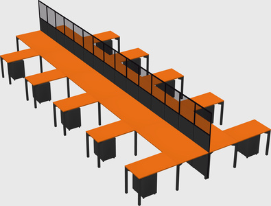 Shared l-shape cubicle