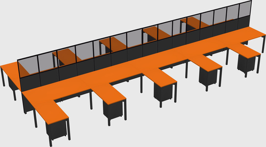 Shared l-shape cubicle