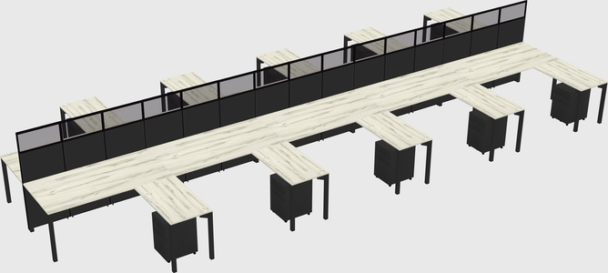 Shared l-shape cubicle