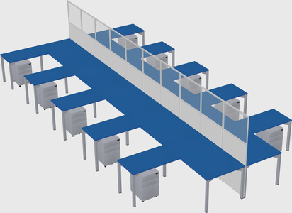 Shared l-shape cubicle
