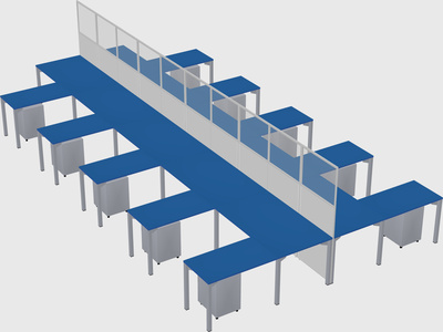 Shared l-shape cubicle