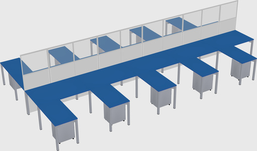 Shared l-shape cubicle