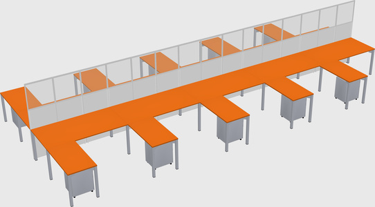 Shared l-shape cubicle