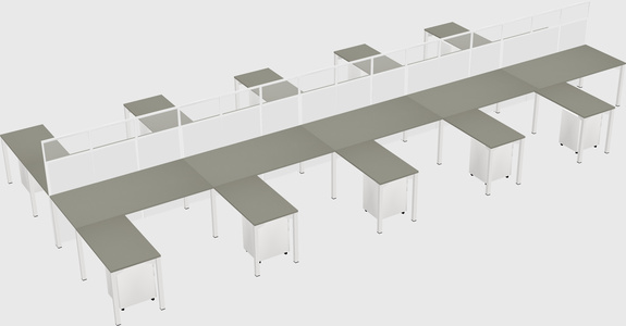 Shared l-shape cubicle