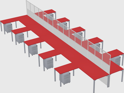 Shared l-shape cubicle