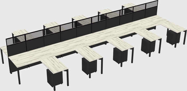 Shared l-shape cubicle