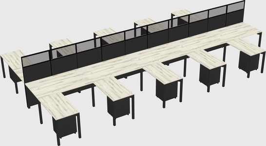 Shared l-shape cubicle