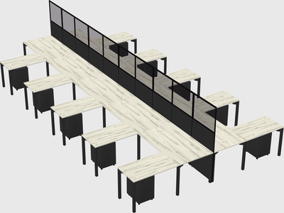 Shared l-shape cubicle