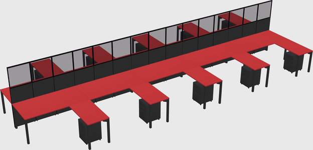 Shared l-shape cubicle