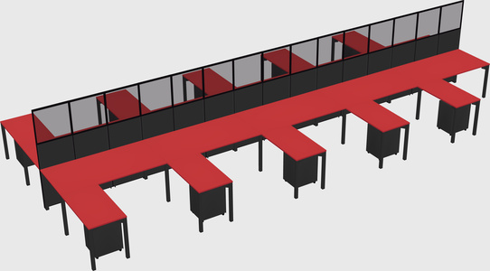 Shared l-shape cubicle