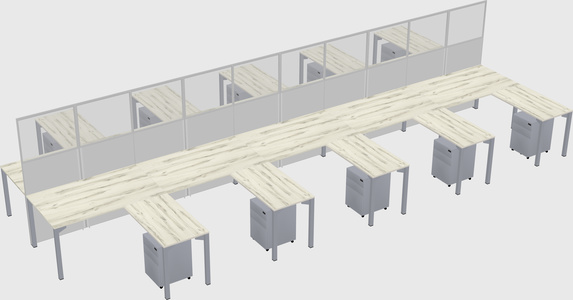 Shared l-shape cubicle