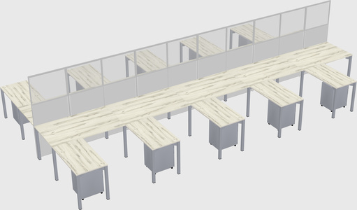 Shared l-shape cubicle