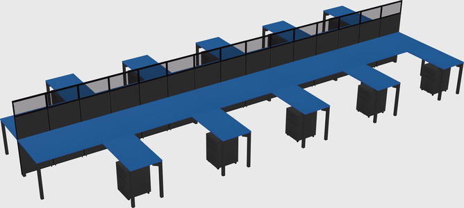 Shared l-shape cubicle
