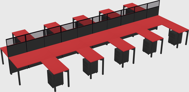 Shared l-shape cubicle