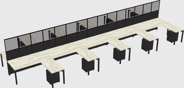 Shared l-shape cubicle