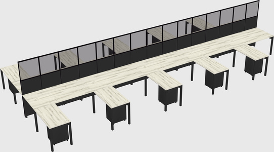 Shared l-shape cubicle