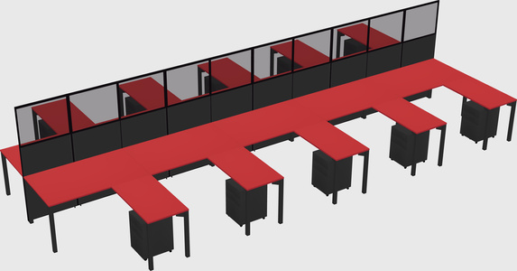 Shared l-shape cubicle