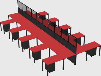 Shared l-shape cubicle