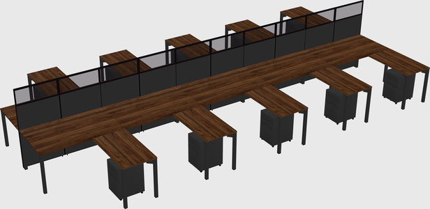 Shared l-shape cubicle