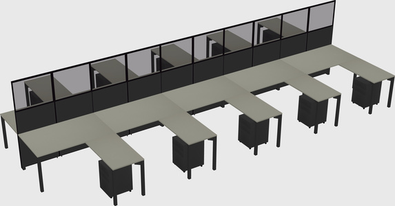 Shared l-shape cubicle