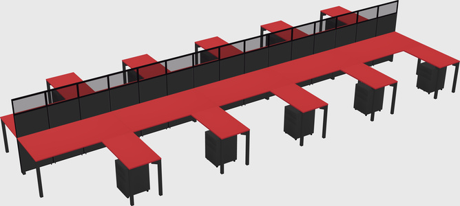 Shared l-shape cubicle