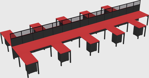 Shared l-shape cubicle