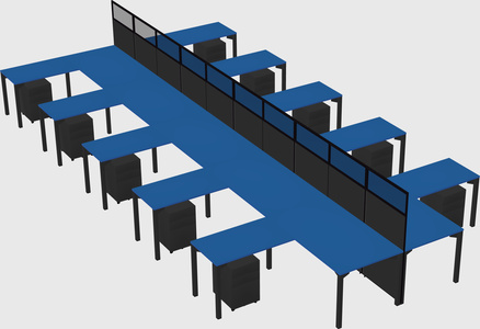 Shared l-shape cubicle