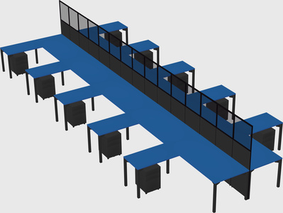 Shared l-shape cubicle