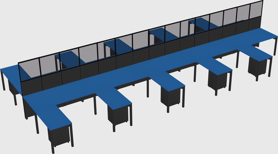 Shared l-shape cubicle