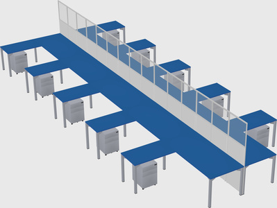 Shared l-shape cubicle