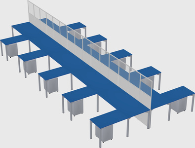 Shared l-shape cubicle