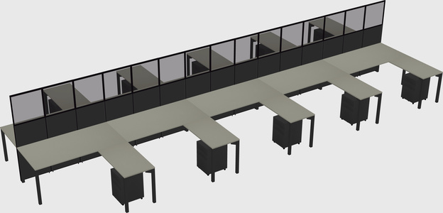 Shared l-shape cubicle